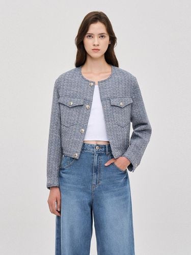 Round Neck Tweed Jacket - SJYP - Modalova