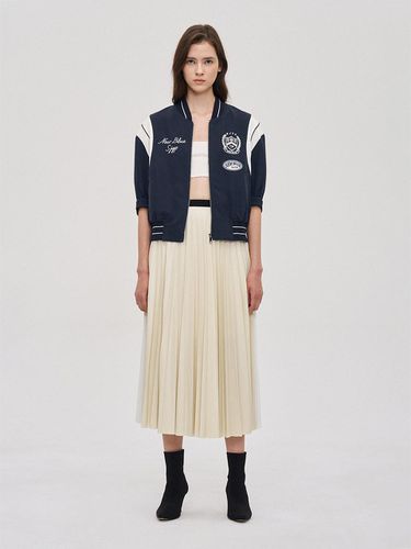 Fake Leather Pleated Long Skirt - SJYP - Modalova