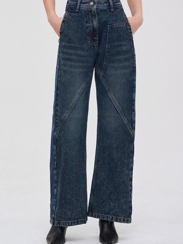 Contrast Tone Semi Oval Denim Pan - SJYP - Modalova