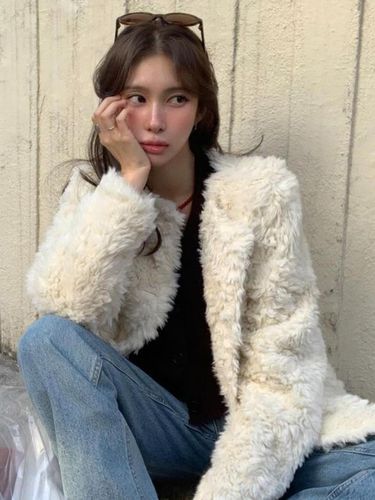 Yookyung pick] Mer no collar fur jacket (2 colors - LETTER FROM MOON - Modalova