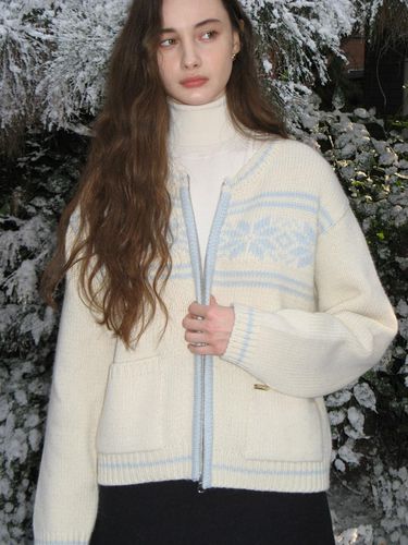 Snow Nordic Cowichan Knit Zip-Up (2 colors) - LETTER FROM MOON - Modalova