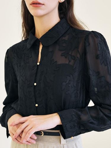 Flower jacquard gold button blouse_2color_JFFBL070 - JUARR - Modalova