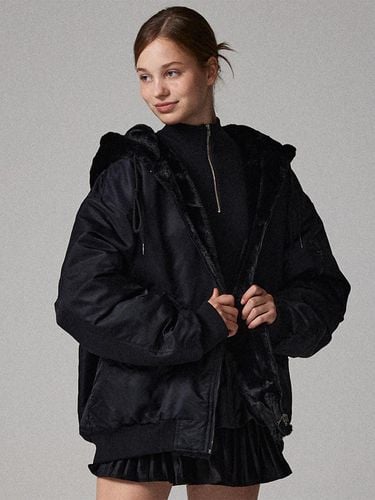 Reversible fur fur hooded aerial jacket black - Awesomestudio - Modalova