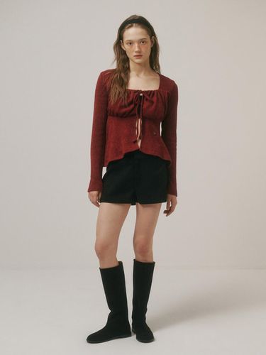 SHIRRING KNIT CARDIGAN_ BURGUNDY - AMIDI - Modalova