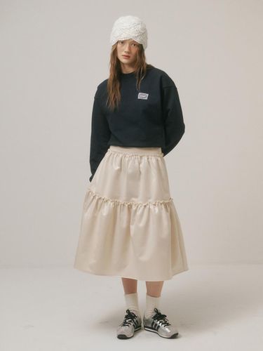 LOVELY PEARL SHIRRING SKIRT_CREAM - AMIDI - Modalova