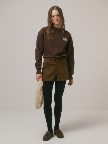 LACE LABEL CROP SWEATSHIRT_BROWN - AMIDI - Modalova