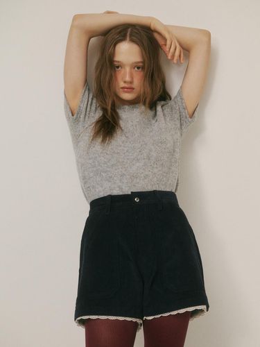 LACE CORDUROY SHORTS_NAVY - AMIDI - Modalova