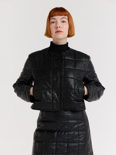 Glossy Quilting Leather Jacket - by ginger - Modalova