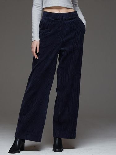 Corduroy Semi-Wide Fit Slacks Navy - Awesomestudio - Modalova