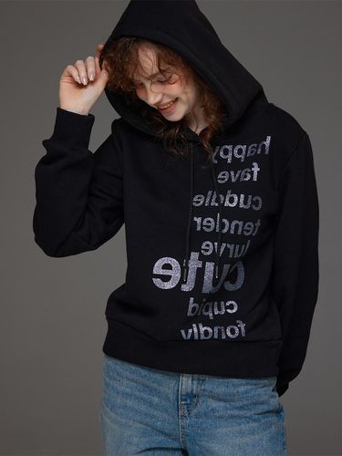 Napping] Slim Lettering Hooded Sweat Shirt Black - Awesomestudio - Modalova