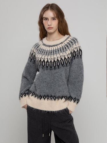 WOOL NORDIC HAIRY MIDI PULLOVER GREY - MORELIKEIT - Modalova