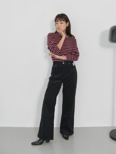 HBT High Waist Corduroy Pants (NAVY) - HOMEBODY THINGS - Modalova