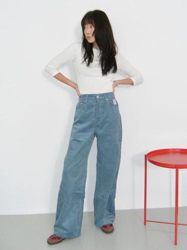 HBT High Waist Corduroy Pants (SKY BLUE) - HOMEBODY THINGS - Modalova