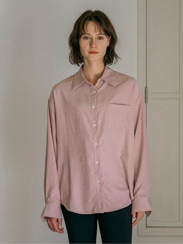 A3505 Loose Fit Velour Shirt_Pink - vanone atelier - Modalova