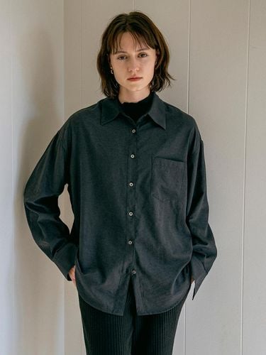 A3505 Loose Fit Velour Shirt_Black - vanone atelier - Modalova