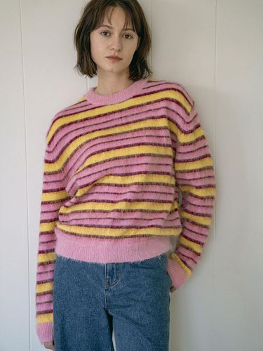 KN4255 Hair Ornament Stripe Knitwear_Pink - vanone atelier - Modalova