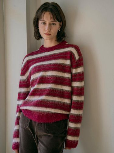 KN4255 Hair Ornament Stripe Knitwear_Wine - vanone atelier - Modalova