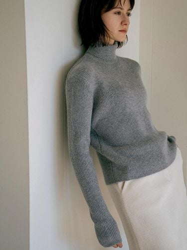 KN4257 soft wool Turtleneck Knitwear_Gray - vanone atelier - Modalova