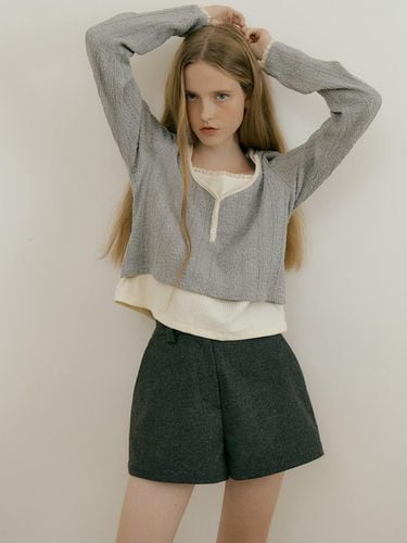 JACQUARD LAYERED T - SHIRT - GRAY - MORE THAN LIKE - Modalova