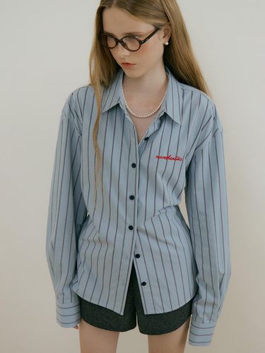 STRIPE STRING SHIRT - SKYBLUE - MORE THAN LIKE - Modalova