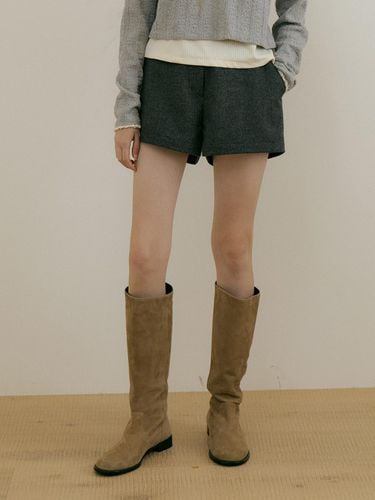 WOOL BANDING SHORT PANTS - GRAY - MORE THAN LIKE - Modalova