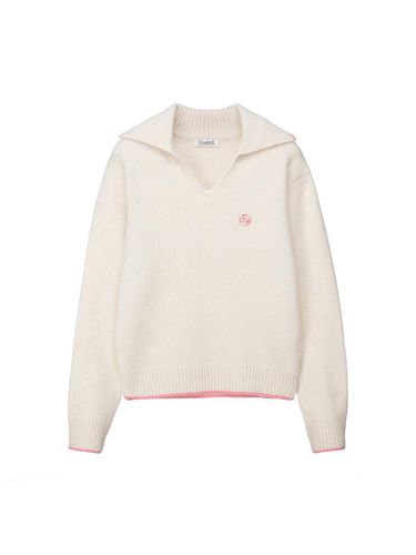 Line point open collar logo over knit UC42KP090- U - REETE - Modalova