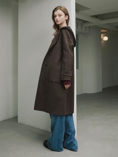 Camel Handmade Hooded Coat [Brown]_LMOCT05E2BR - LeftSeoul - Modalova