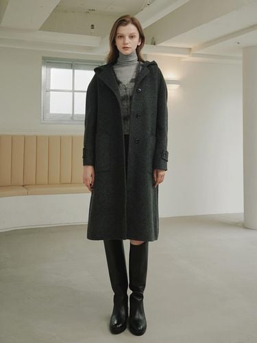 Camel Handmade Hooded Coat [Charcoal]_LMOCT05E2CH - LeftSeoul - Modalova