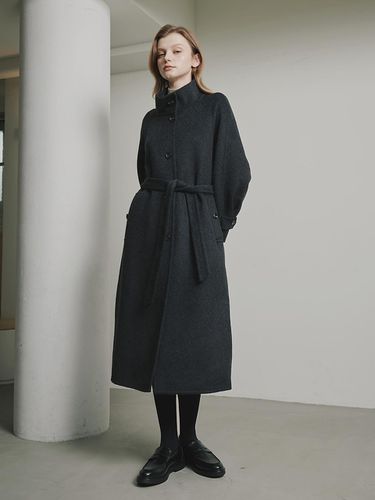 Handmade Balmacan robe wool coat [charcoal]_LMOCT0 - LeftSeoul - Modalova