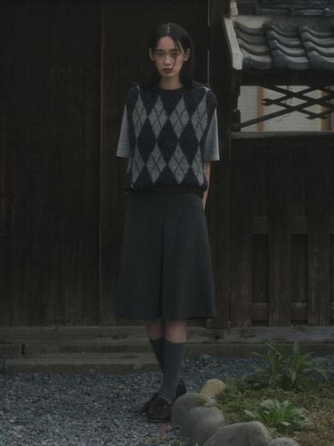 UNI PINTUCK WOOL HALF SKIRT_GRAY - SAGEMENT - Modalova