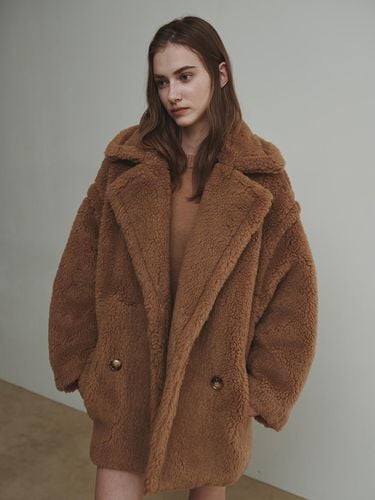 Alpaca Teddy Bear Half Coat [Brown] - LeftSeoul - Modalova