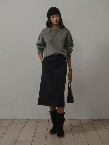 PEACH COTTON SKIRT (BELT SET)_NAVY - SAGEMENT - Modalova