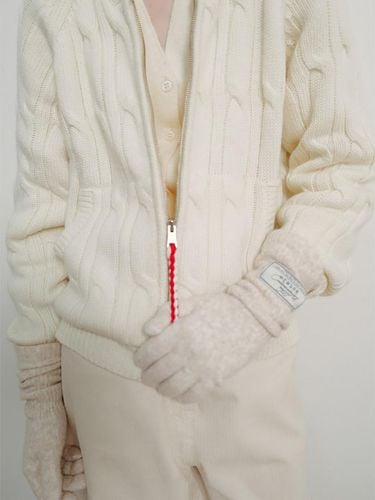 Wool Cable Zipup Cardigan (WE515AT110) - kotelo - Modalova