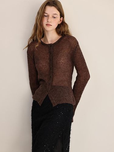 Moi alpaca round cardigan (brown) - ANDNEEDS - Modalova