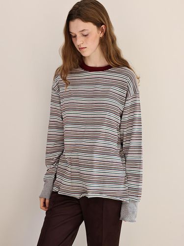 Multi stripe long sleeve (wine) - ANDNEEDS - Modalova