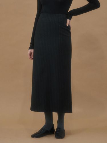 Wool maxi strpe skirt_black - sunmul - Modalova