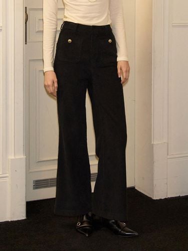 Button Point Coduroy Pants_ Black - SALON DE YOHN - Modalova