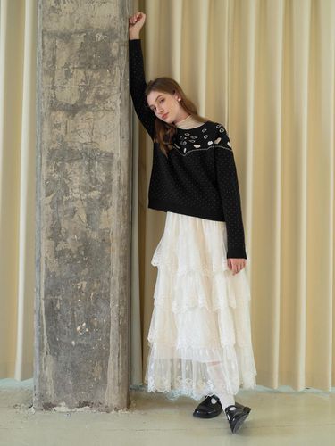 Ces_Embroidery lace layered skirt - Cest Moidew - Modalova