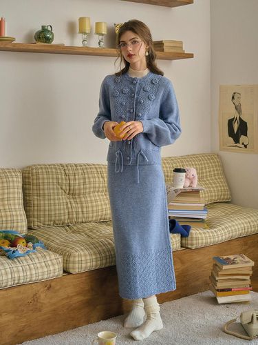 SR_Gentle wool cardigan skirt set_BLUE - Simple Retro - Modalova