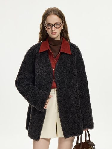 WD_Loose V neck fur jacket_BLACK - We’Dee - Modalova