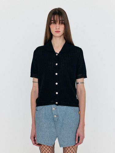 WERRA Square Detail Button - Up Knit Top - Black - EENK - Modalova