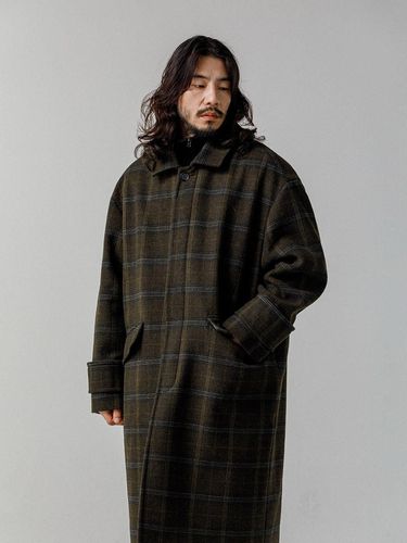 Double overfit wool checkered single coat brown - RUGGED HOUSE - Modalova