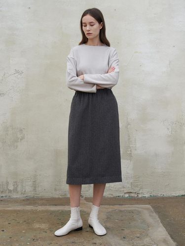 Wool basic skirt - herringbone - AYU - Modalova