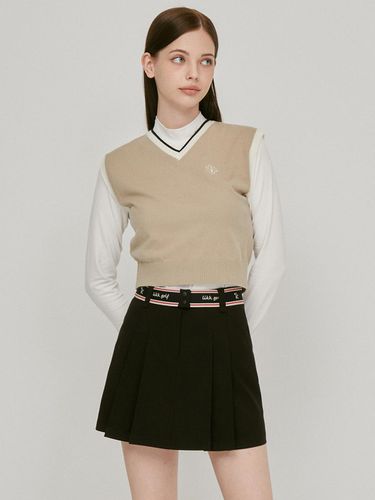 Waist belt pleated wool skirt (black) _L3C1-SK02C - LIKK - Modalova