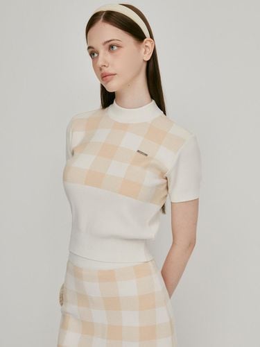 Neck collar checkered knitwear shirt (beige) _L3C1 - LIKK - Modalova