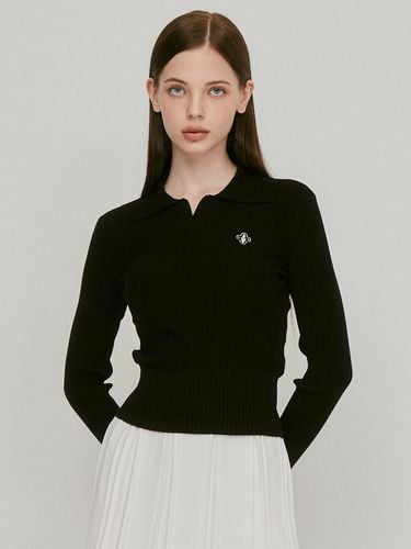 Simple collar bony knit shirt (black)_L3C1 - NT11K - LIKK - Modalova