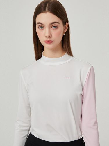 Color Block Neck Up T-shirt (Pink)_L4A1 - TS03C - LIKK - Modalova