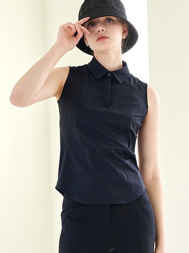 Size] Collar sleeveless T-shirt (Black)_L3A1 - T - LIKK - Modalova