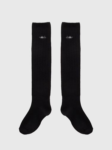 Logo Embroidery Loose Knee Socks (Black)_L4A1 - SC - LIKK - Modalova