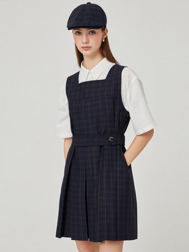 Belted Check dress (Navy)_L4A1 - OP01C - LIKK - Modalova